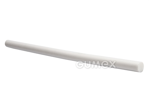 Teflonová tyč P1000, 6mm, reálný průměr 6,36mm, délka 1000mm, 54°ShD, PTFE, -100°C/+250°C, bílá